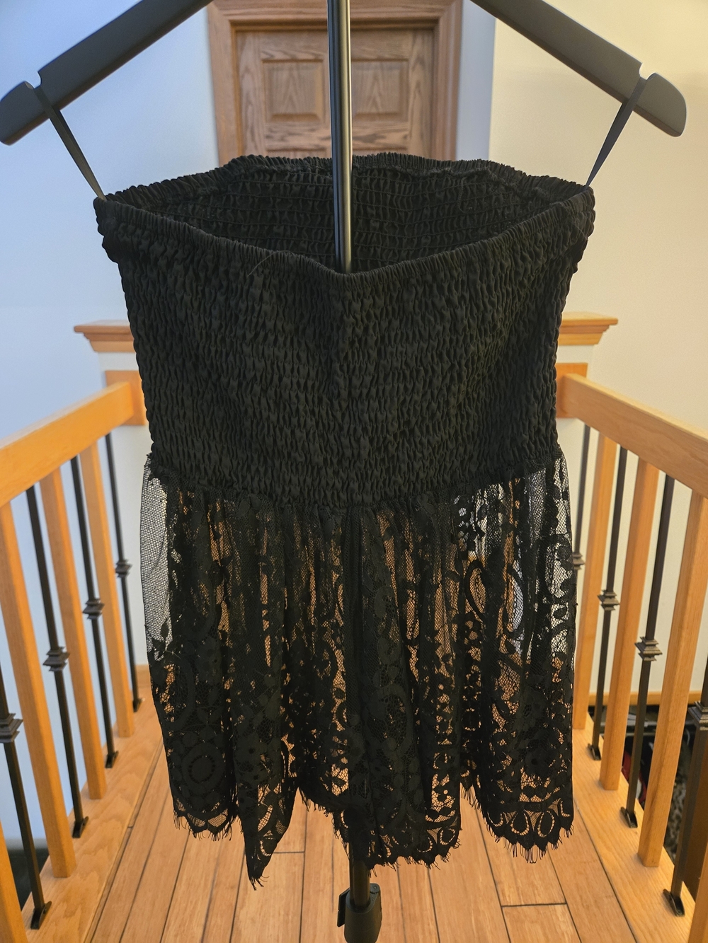Black Strapless Lace Top